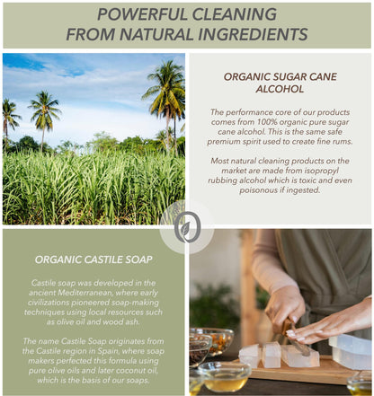 OIAIO Non-Toxic Kitchen Cleaner 3 Pack (Stone, Steel, Glass) - Natural Organic Ingredients that Truly Perform - Light Coconut, Tea Tree & Wood Scent