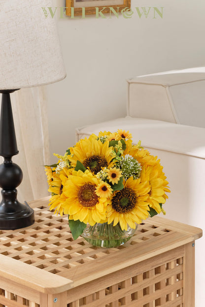 WELL KNOWN Sunflower Decor Arrangement as Table Centerpieces, Artificial Flowers in Vase for Home Decor Yellow Sunflower Centerpieces for Dinning Tea Coffee Table and Kitchen Decor & Gift