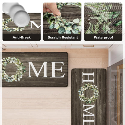 KIMODE Anti Fatigue Kitchen Mat 2PCS,Non-Skid Waterproof Kitchen Rugs,Farmhouse Kitchen Mat for Floor,Cushioned Comfort Foam Standing Mat for Home,Laundry,Office,Sink,Desk