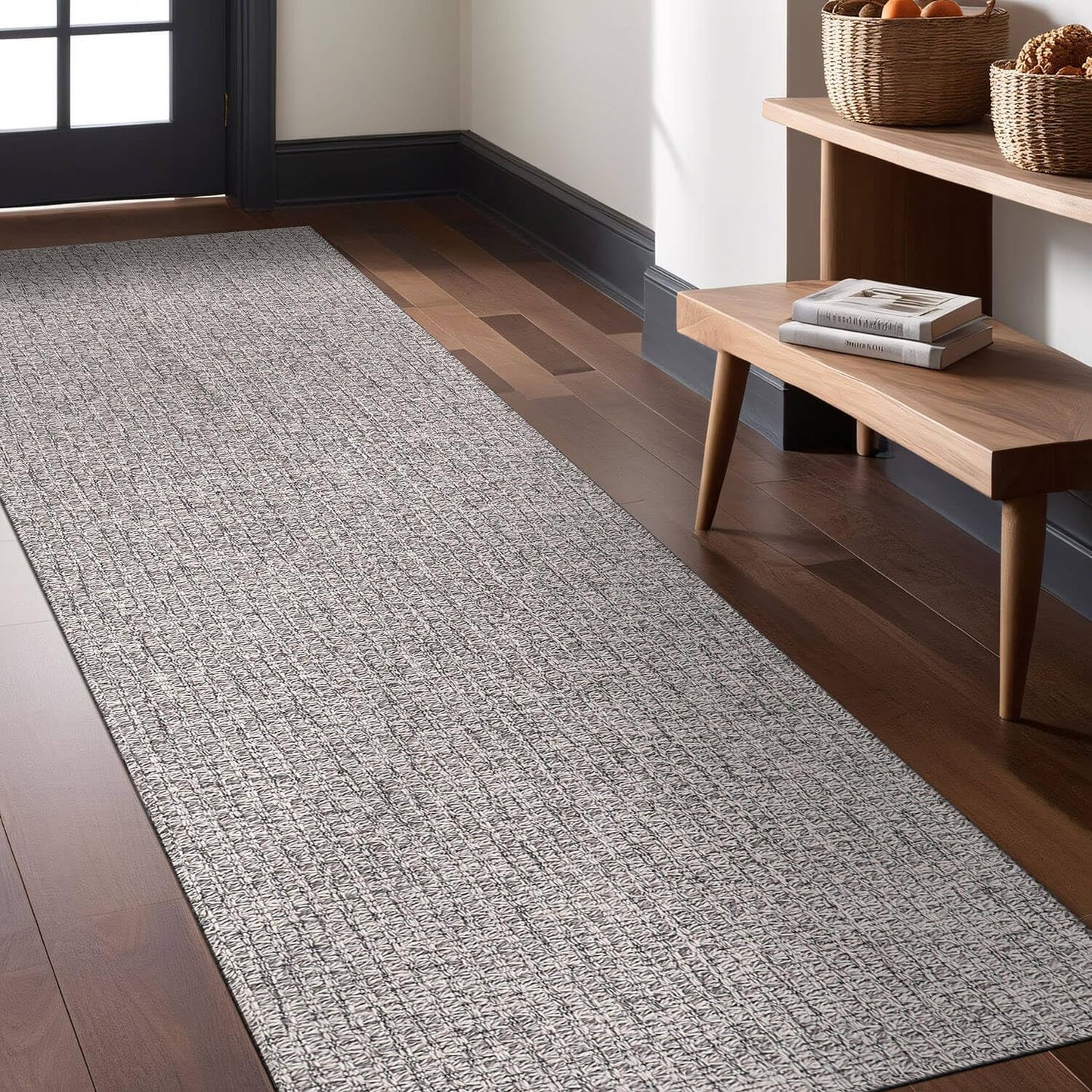 Luul Home Easy Jute Rugs 2x7 Gray Color Living Room Indoor Outdoor Runner Rug for Farmhouse Patio and Kitchen Rug High Traffic Washable Easy to Clean Solid Boho Woven Design Outside Carpet (2 x 7)