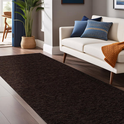 Luul Home Non Slip Brown Solid Rubber Back Thin Runner Rugs for Living Room 2x7 for Kitchen, Rug for Bedroom and Hallway, Stain Resistant Easy Cleaning Non Shedding Carpet Brown 2 x 7