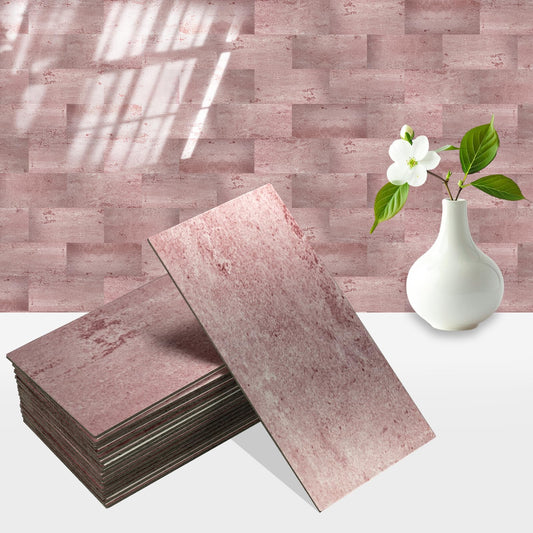 100 Sheets Metallic Peel and Stick Backsplash Tiles, 3"x6" Vibrant Layered-Color Stick On Wall Tiles for Kitchen Bathroom Home & Commercial Décor – Waterproof, Heat Resistant (Smoky Rose)
