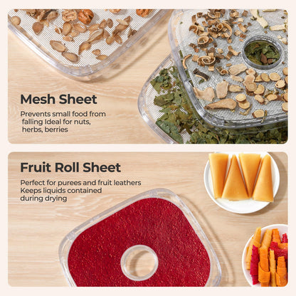 OSTBA 8-Tray Food Dehydrator, 72H Timer & Temp Control up to 158℉, Includes 8 Mesh Sheets, 1 Fruit Roll Tray, 1 Tongs, Recipe Book for Jerky, Fruit, Meat, Vegetables, Herbs, BPA-Free