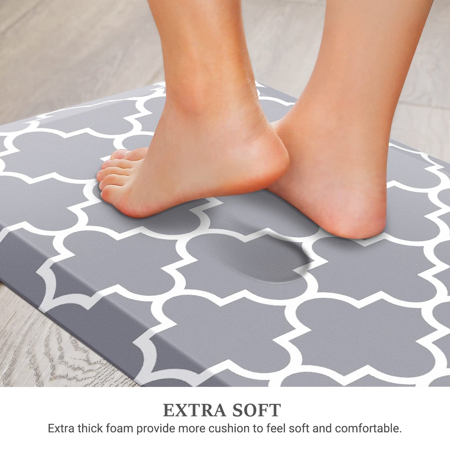 WISELIFE Anti Fatigue Floor Mat - 4/5 Inch Kitchen Mat Non Slip Waterproof Heavy Duty Ergonomic Comfort Mat Durable for Home, Office, Sink, Laundry,(17.3" x 39", Grey)