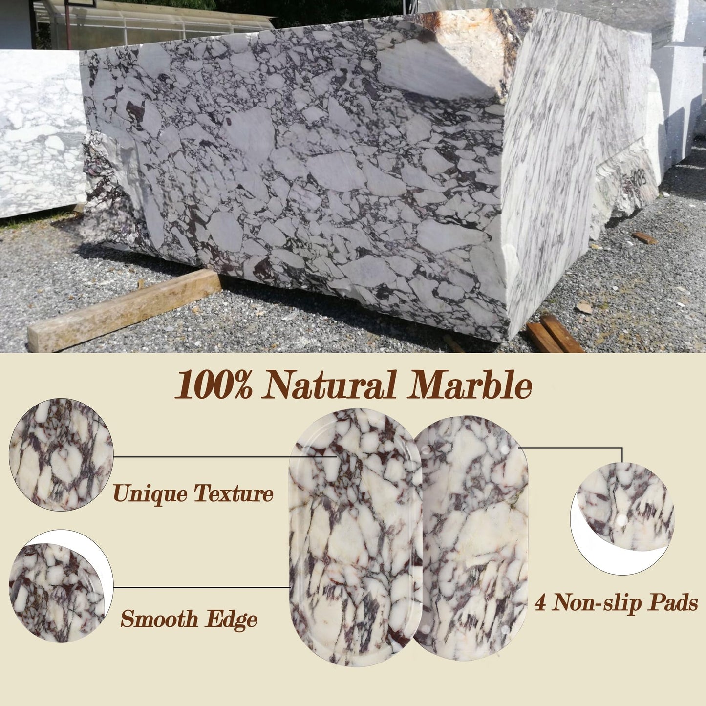 YMXYJM Real Natural Marble Tray for Bathroom, Luxury Calacatta Viola Stone Vanity Tray, Decorative Oval Trays for Countertop Storage Organizer, Dresser, Kitchen, Home Decor, 11.8" x 6", Purple