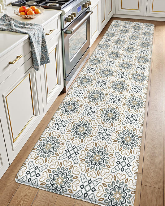 LUMI Anti Fatigue Kitchen Cushioned Mat for Floor, Padded Waterproof Runner for Standing, Stain Resistant Comfort Rugs for Home, Sink, Laundry, 24x87
