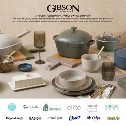 Gibson Elite Soho Lounge 16-Piece Round Reactive Glaze Stoneware Dinnerware Set, Service for 4 – Teal Plates and Bowls