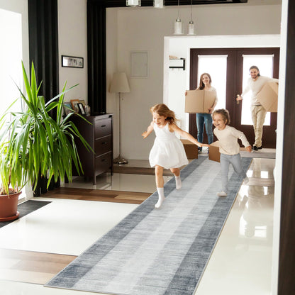 Lahome Modern Ombre Carpet Runners for Hallway 12ft, Washable Ultra-Thin Non Slip Kitchen Runner, Gray Print Stain Resistant Home Decor for Bedroom Bathroom Juliette