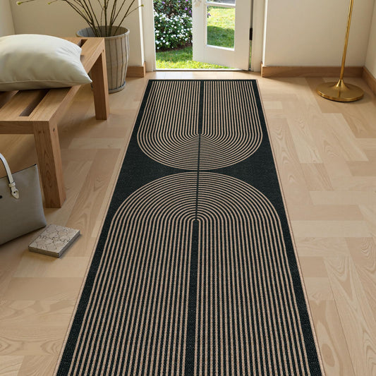 Lahome Enfys Modern Rainbow Kitchen Runner Rug, 2x8 Easy Jute Rug Runners for Hallways Entry Farmhouse Indoor Outdoor Carpet, Contemporary Washable Non Slip Runner for Laundry Room Porch