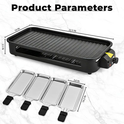 Pukomc Electric Indoor Grill,2 in 1 Indoor Grills for Kitchen with Grill Net & Non-Stick Cooking Removable Plate, Temperature Control, Dishwasher Safe, 1800W Large Smokeless Griddle Black