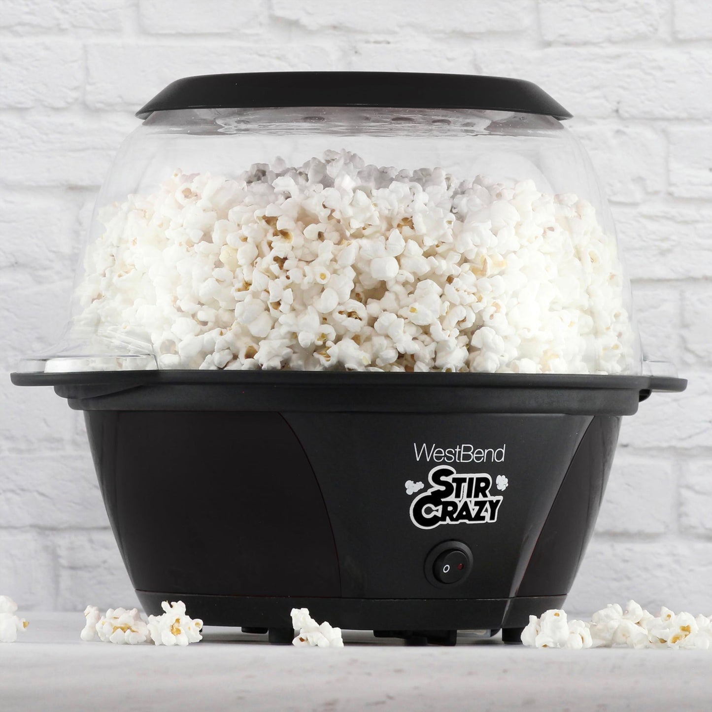 West Bend 82707B Stir Crazy Hot Oil Popcorn Popper, Popcorn Maker Machine with Large Serving Bowl Lid and Stirring Rod, 6 Qt, Black
