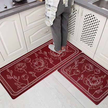 ROTTOGOON Kitchen Floor Mat Set of 2, Cushioned Anti Fatigue Kitchen Mat 20"x32"+20"x59", Non-Slip Waterproof Kitchen Rug, Premium PVC Comfort Kitchen Mats and Rugs for Kitchen, Office, Home, Laundry