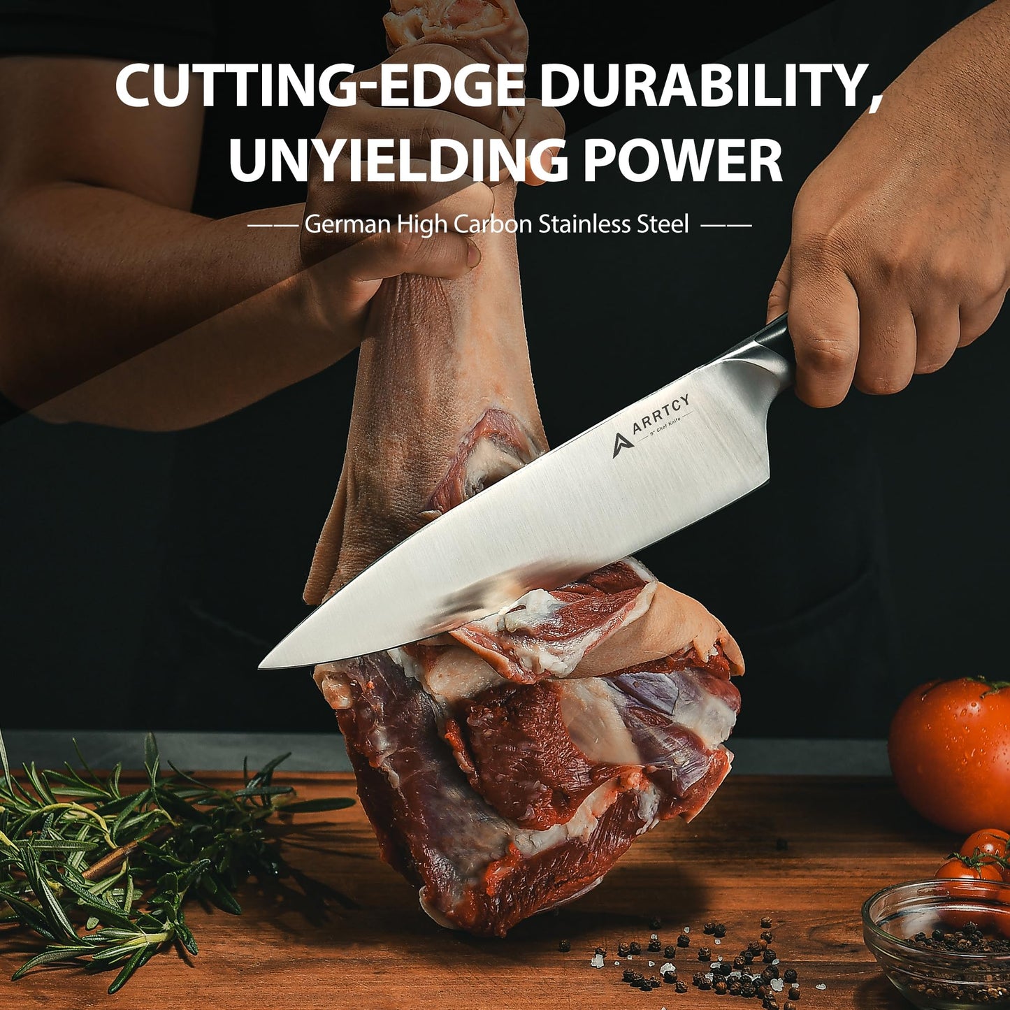 Arrtcy Knife Set with Block, Kitchen Knife Set 15-Piece with Sharpener - High Carbon Stainless Steel Dishwasher Safe Knives with Ergonomic Handles for Chef & Home