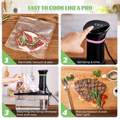 Sous Vide Machines, Sous Vide Cooker, 1000 Watts Immersion Circulators with Recipe, Accurate Temperature and Time Control