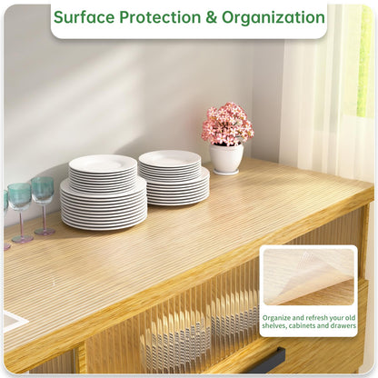 Shelf and Drawer Liner for Kitchen Cabinet, Non-Adhesive 18in x 360in Waterproof Durable Thickened EVA Material Easy-to-Cut Contact Paper Non Slip Mat for Refrigerator, Cupboard, Dresser