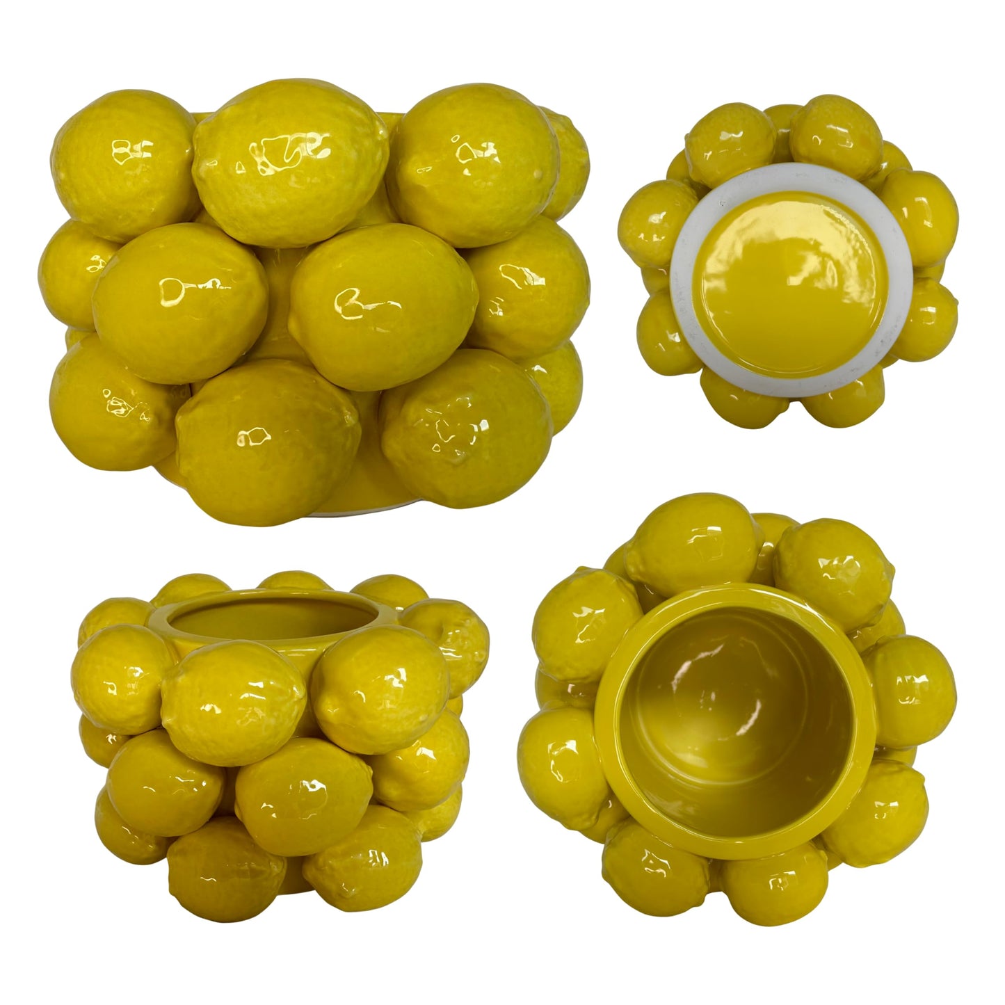 PeachiiPitt Lemon Vase -Cheery Yellow Ceramic French/Mediterranean Style Unique Vase with 3D Lemon Design- Lemon Kitchen Decor - Lemon Themed Housewarming Gift for her