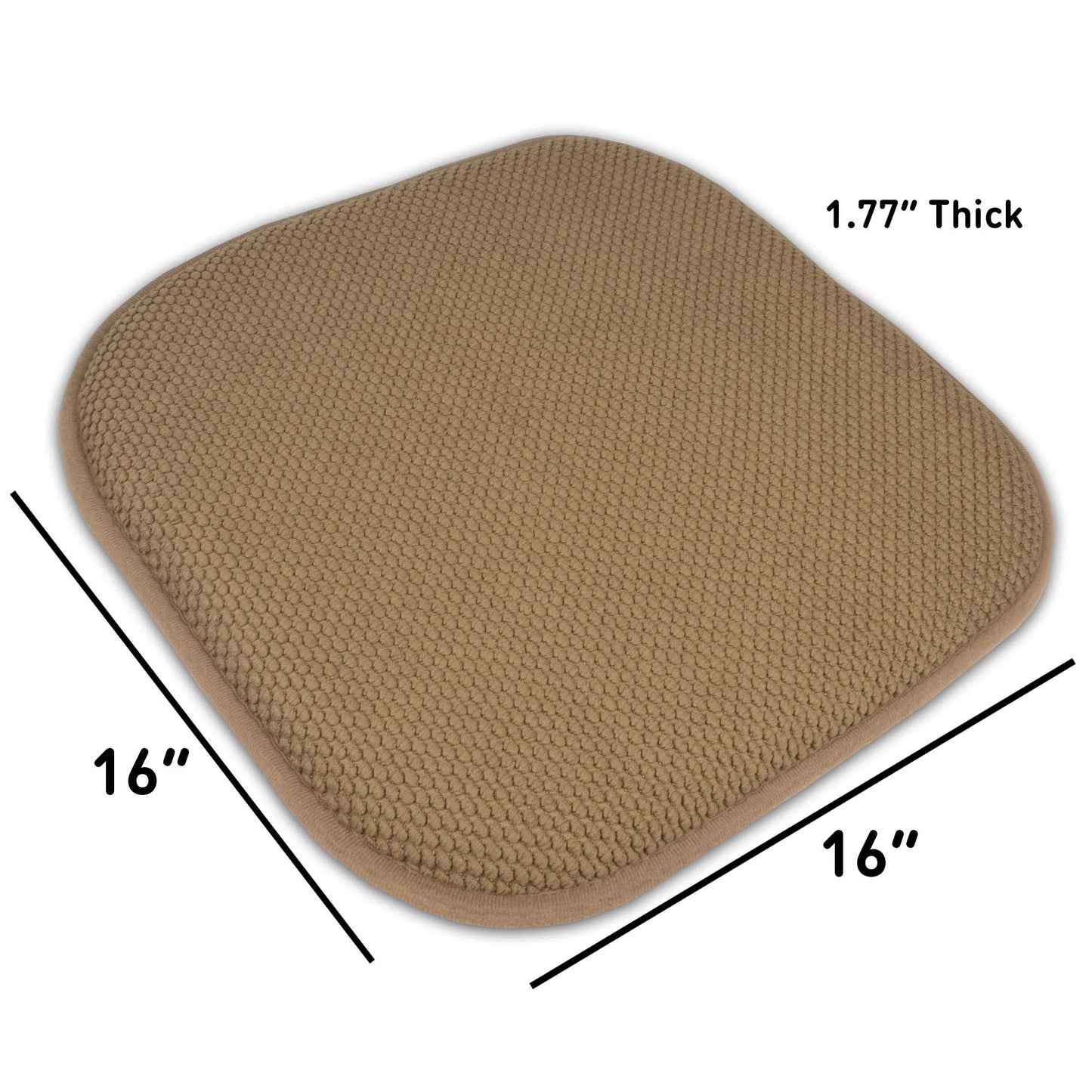 Sweet Home Collection Cushion Memory Foam Chair Pads Honeycomb Nonslip Back Seat Cover 16" x 16" 6 Pack Taupe
