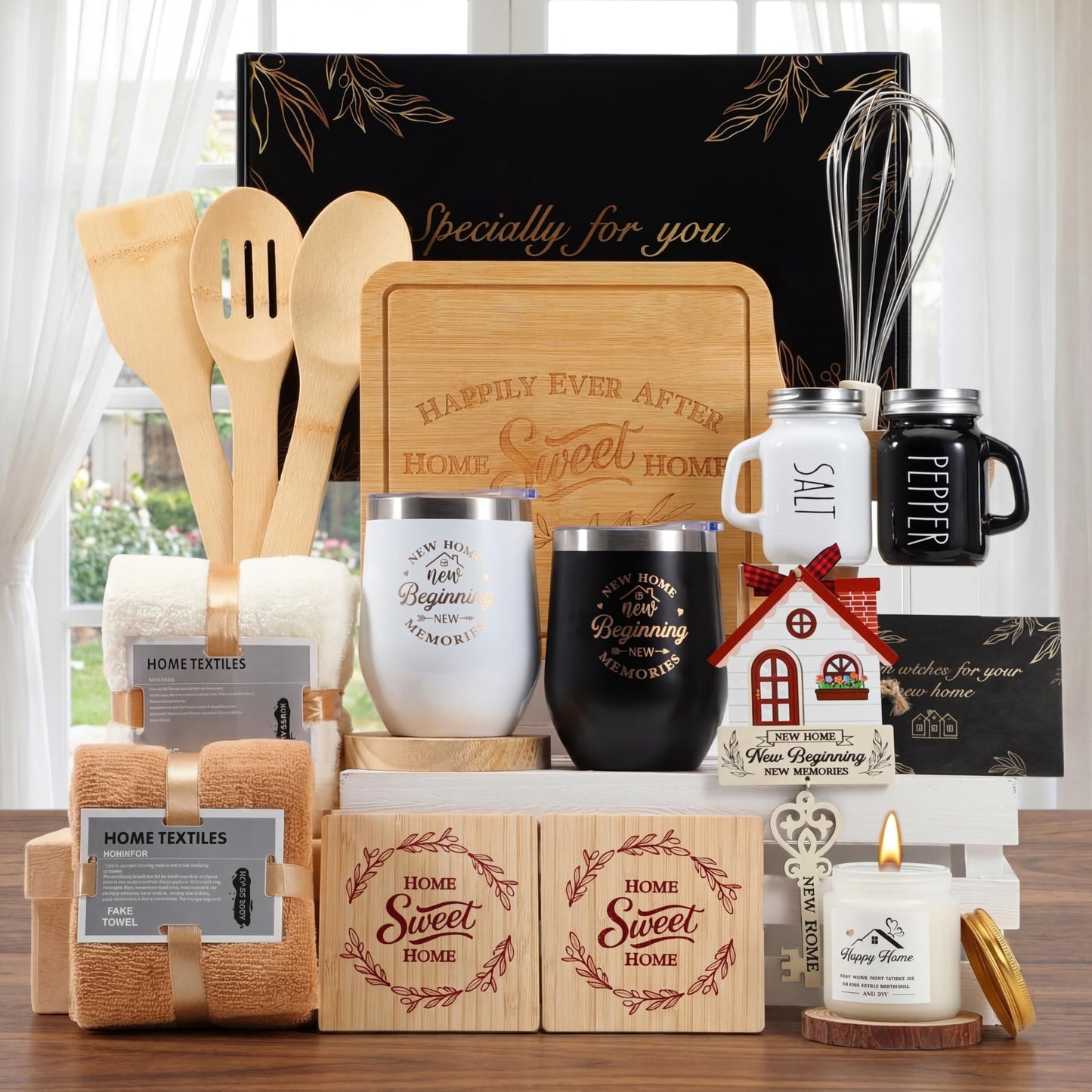 RimCereal Housewarming Gifts New House -19 Pcs Closing Gifts for Couple Friend Women Men Home Buyers, House Warming Basket Christmas for New Houses Apartment Kitchen Presents