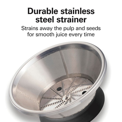 Hamilton Beach HealthSmart Juicer Machine, Compact Centrifugal Extractor, 2.4” Feed Chute for Fruits and Vegetables, Easy to Clean, BPA Free, 400W, Black and Gray (67502)