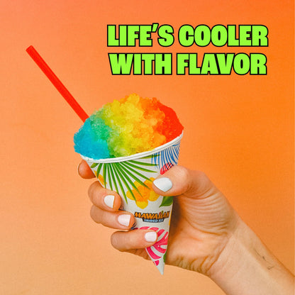 Hawaiian Shaved Ice Machine Kit - 3 Flavors, 25 Cups, Straws, Pourers, Ice Molds