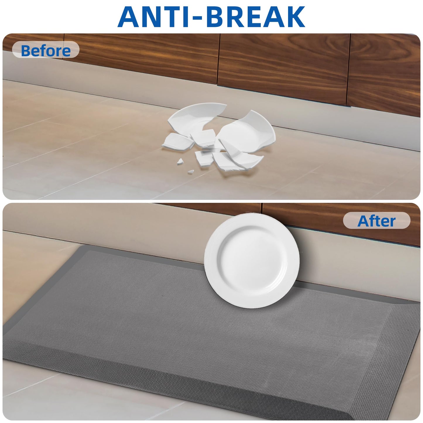 Anti Fatigue Kitchen Mats for Floor, Grey 9/10 Extra Thick Cushioned Standing Desk Mat, Comfort Memory Foam Ergonomic Kitchen Rugs and Mats Non-Slip Waterproof for Office, Kitchen, Sink, 20" x 48"