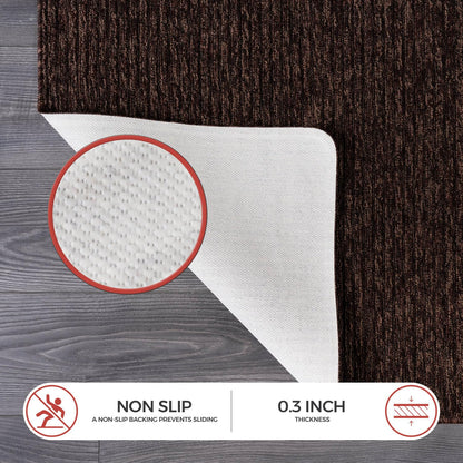 Luul Home Non Slip Brown Solid Rubber Back Thin Runner Rugs for Living Room 2x7 for Kitchen, Rug for Bedroom and Hallway, Stain Resistant Easy Cleaning Non Shedding Carpet Brown 2 x 7