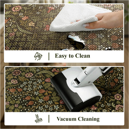 Collive Kitchen Mats for Floor 2PCS, Cushioned Anti Fatigue Rugs Non-Slip Waterproof Kitchen Sink Mat, Green Floral Standing Mat for Bar, Office, Desk, Home Decor