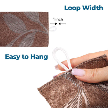 Superior Blackout Curtains, Room Darkening, Bedroom, Drapes, Kitchen, Living Room Window Accents, Sun Blocking, Thermal, 2 Pack, Leaves Blackout Back Tab Curtains, Set of 2, 52" x 96", Copper