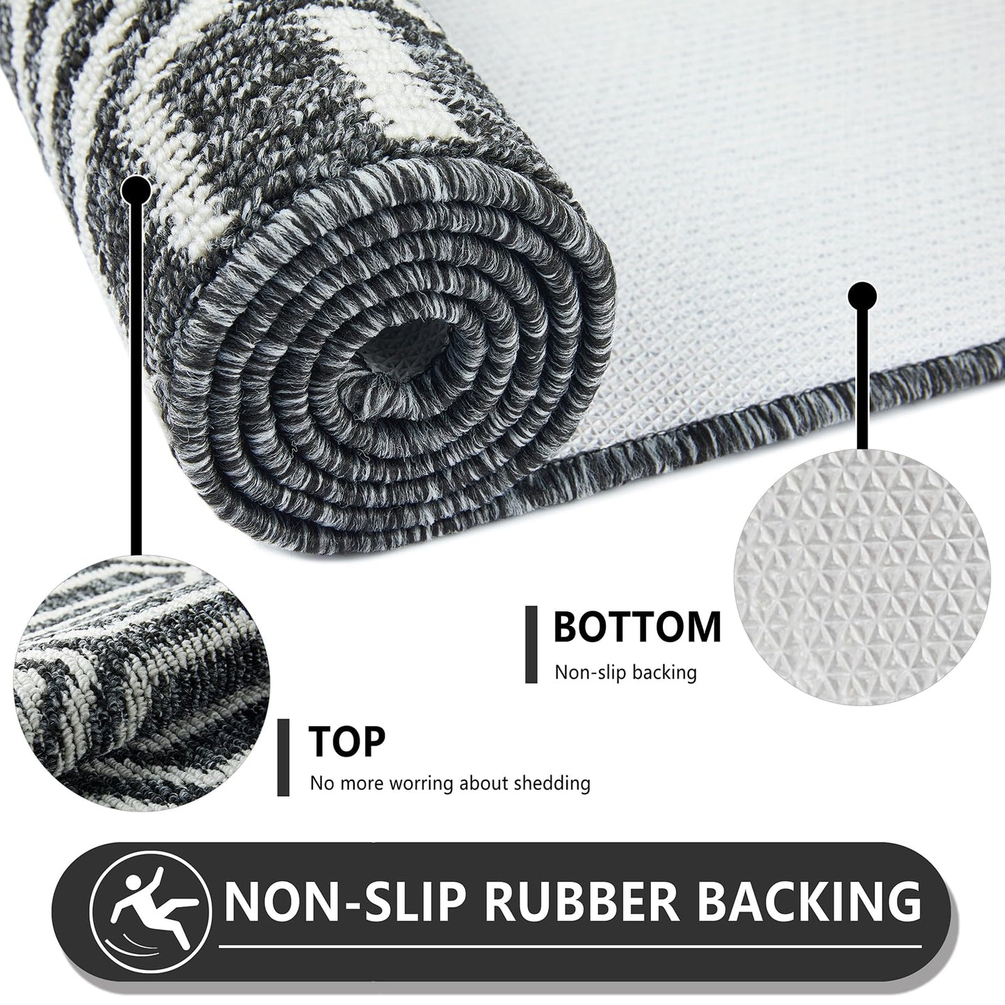 REFETONE Runner Rug, 2'x6' Long Door Mats Indoor Runners for Hallways, Non Slip Rubber Backing Entry Rug, Washable Entrance Floor Mat Runner for Home, Kitchen, Laundry, Living Room, Garage, Black