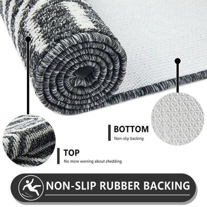 REFETONE Runner Rug, 2'x6' Long Door Mats Indoor Runners for Hallways, Non Slip Rubber Backing Entry Rug, Washable Entrance Floor Mat Runner for Home, Kitchen, Laundry, Living Room, Garage, Black