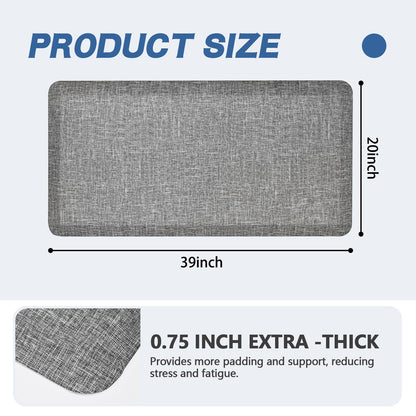 Ergohead Anti Slip 3/4 inchs Anti Fatigue Kitchen Floor Mat, Ergonomic Comfort Standing Mat, Waterproof Kitchen Runner for Home, Kitchen, Office, Laundry, Garage (Light Gray, 20" x 39" -0.75")