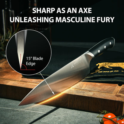 Arrtcy Knife Set with Block, Kitchen Knife Set 15-Piece with Sharpener - High Carbon Stainless Steel Dishwasher Safe Knives with Ergonomic Handles for Chef & Home