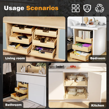 Gsskny Pull Out Cabinet Organizer, 17''W×21''D Sliding Drawers for Cabinets, Soft Close Slide Out Wooden Pull out Drawers, Base Cabinet Organization for Kitchen, Pantry, Bathroom