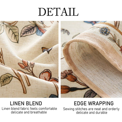 ISAENNE Designer French Light Beige Table Cloth for Rectangle Table,Linen Florals and Birds Pattern Tablecloth,Durable Decorative Tablecloths for Dining Thanksgiving Kitchen,55"*79"-Cornucopia