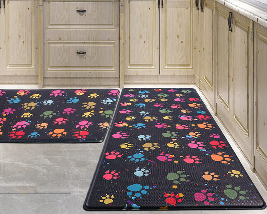 Extra Large Kitchen Mat Cushioned Anti-Fatigue Floor Mat,Waterproof Non-Skid Kitchen Mats and Rugs Ergonomic Comfort Standing Mat for Sink, Home, Office, Laundry, Colorful Paws (Multicolor)