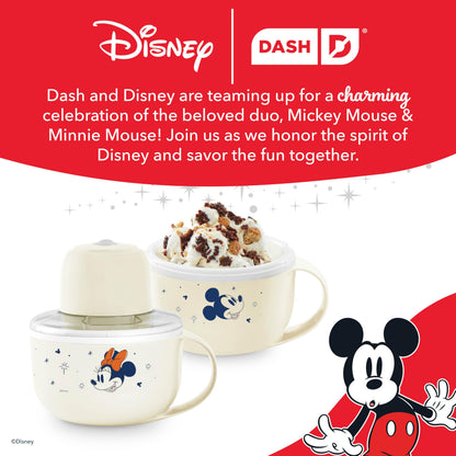Disney Dash My Mug Ice Cream Maker Bundle - Mini Electric Ice Cream Maker - Creates Gelato, Sorbet & Frozen Yogurt - Easy to Clean & Use - 2 Mugs, Mickey & Minnie Design