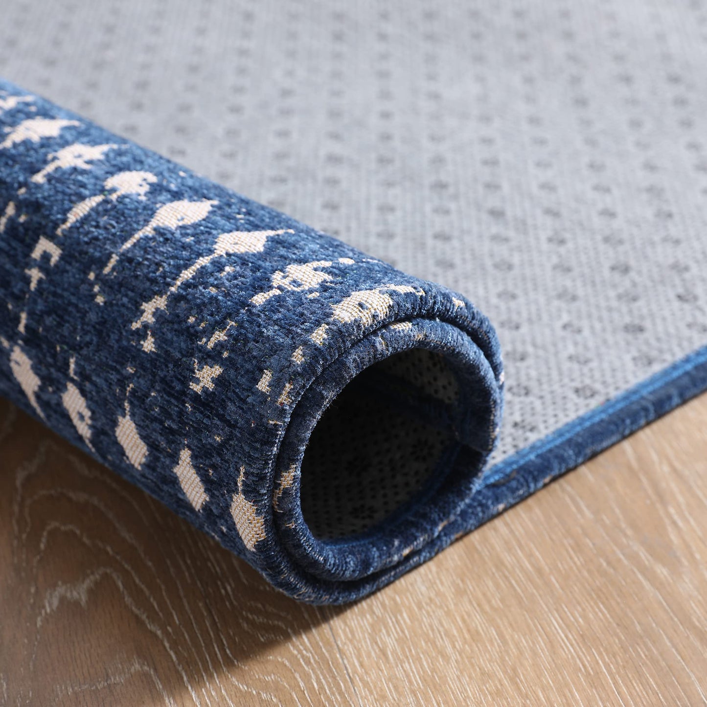 Moroccan Runner Kitchen Non Slip Vintage Hallway Rug, Washable Small Kitchen Area Rug Laundry Room Carpet for Entryway Bedroom Bathroom (2.3'x8.9', Dark Blue)