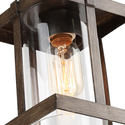 LOG BARN Pendant Lights Kitchen Island, Farmhouse Kitchen Pendant Lighting Over Island with Clear Glass, Rustic Faux Wood Pendant Light Fixtures, 5.5'' x 10.3''