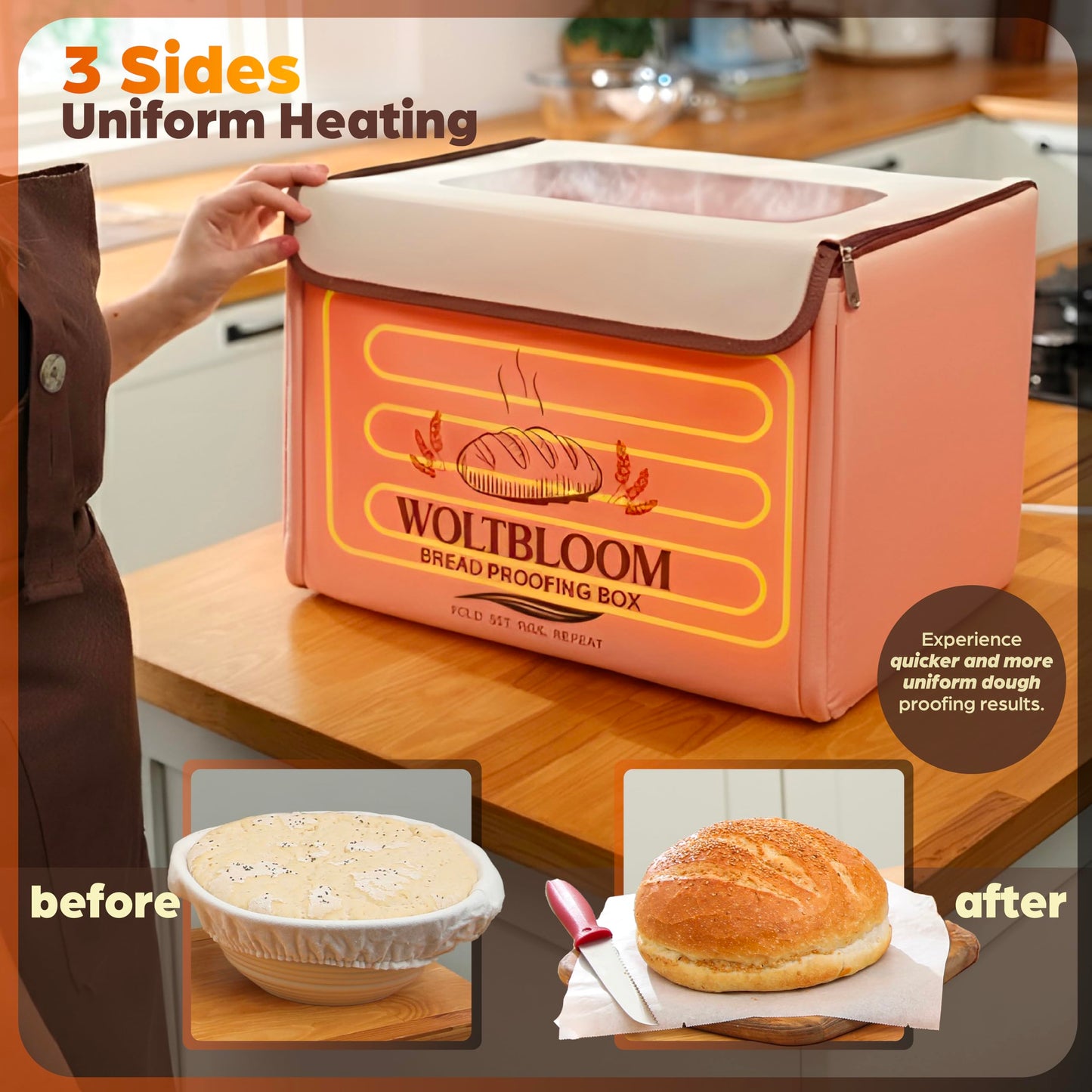 Bread Proofing Box Sour Dough Proofing Box for Sourdough Bread Proofer Warming Box Proofing Oven Yogurt Maker with - 9 Inch Proofer Basket, Lame, Scraper, Metal Rack - Temperature 68-131℉ 99 H Timer