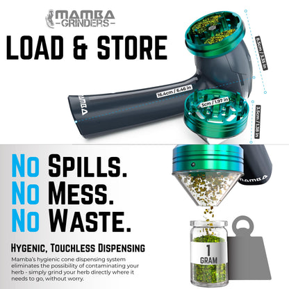 Mamba Electric Grinders – USB Rechargeable Spice & Herb Grinder, 1g Portable Metal Grinder for Herbs, Quick & Easy-to-Use Spice Mill for Kitchen