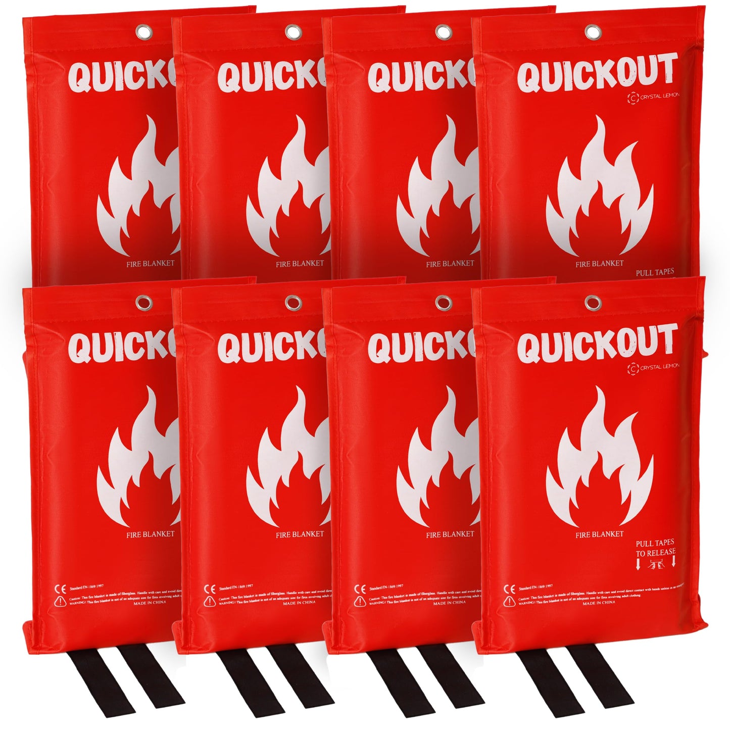 Crystal Lemon Fire Blanket 8-Pack, Home and Kitchen Fire Safety Blankets, Heavy-Duty, Large Fire Retardant Covers Made of Durable Glass Fiber, CL-Fire-01