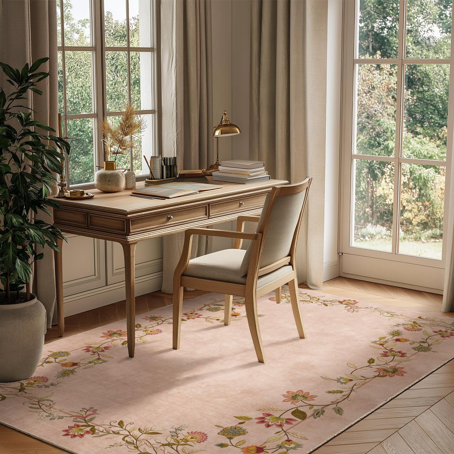 4x6 Washable Area Rugs for Entryway: Small Rug Non Slip Stain Resistant Low Pile Ultra Soft Faux Wool Throw Rugs for Bedroom Living Room Kitchen Bathroom Front Door Indoor Entry Farmhuse Home Office