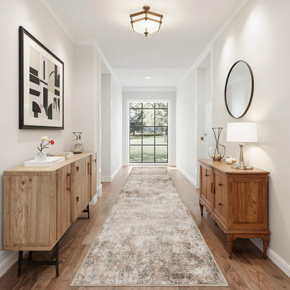 Ruicharm Beige Runner Rugs for Hallway: Abstract Washable Runner Rug 2x12 for Entryway Kitchen Bedroom Bathroom - Modern Cozy Home Decor Long Carpet Mat Stain-Resistant