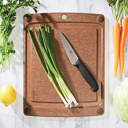 All-in-One 14.5" × 11.25" Cutting Board in Nutmeg