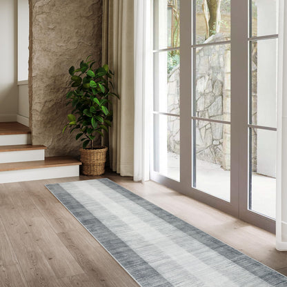 Lahome Modern Ombre Carpet Runners for Hallway 12ft, Washable Ultra-Thin Non Slip Kitchen Runner, Gray Print Stain Resistant Home Decor for Bedroom Bathroom Juliette