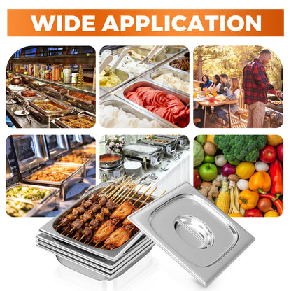 HOCCOT 4 Pack Hotel Pans with Lids 1/2 Size 2.5" Deep, Stainless Steel Steam Table Pan with Lid, Commercial Metal Buffet Food Storage Container, Anti-Jam Design, for Restaurant, Kitchen, Party, Home