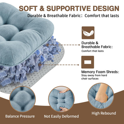 BETU Chair Cushions for Dining Chairs Set of 6,3.5" Thick Kitchen Table Chair Pads with Ties,Non Slip Backing and Covers, Seat Cushion for Dining Room,Bar,Patio Chairs,15.5"X15.5"X3.5",Smoky Blue
