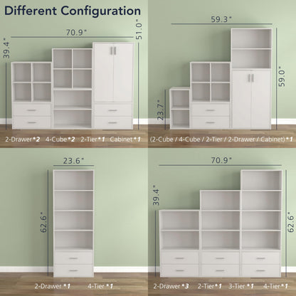 Homes: Inside + Out Apexa 2-Drawer Wooden Stackable Storage Drawers, Small Food Pantry Cabinet, Cajonera De Madera, Underbed Drawer Dorm Teen Room Decor & Bedroom, Home Office, Kitchen, White