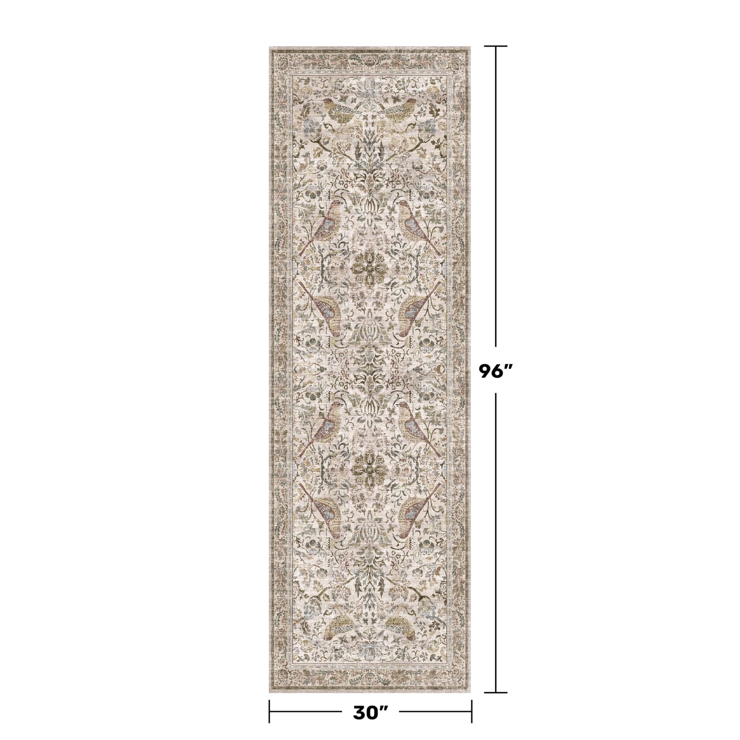 Boho 2'6"x8' Long Kitchen Runner Rugs Non Skid Washable, Stain Resistant Carpet Runners for Hallway 8ft, Low Pile Non Slip Rubber Backing Runner Rug for Kitchen, Traditional Floral Home Décor