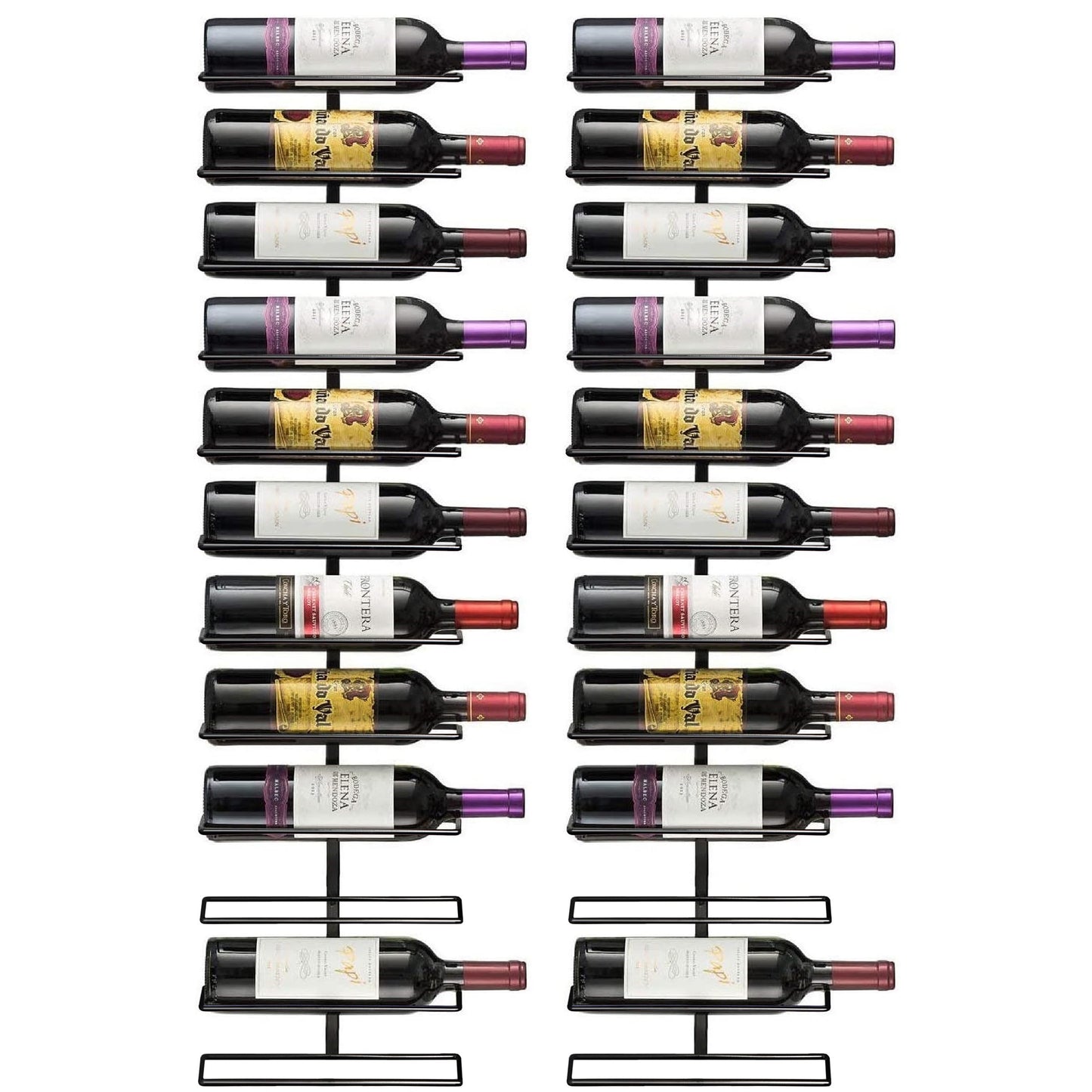 Sorbus Wall Mount Wine Rack – Holds 12 Bottles – Black Metal Wine Bottle Holder for Wall, Modern Wine Rack for Home Bar, Kitchen